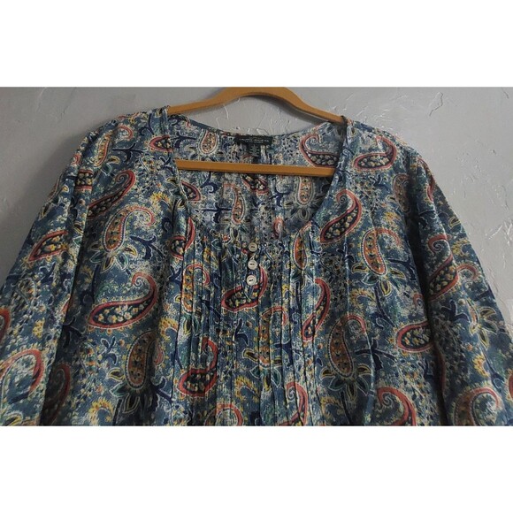 LRL Lauren Jean Co, Tops Blouse Women's L,Paisley, Cotton,Viscose, 22 Inch Of Ar - Picture 8 of 11
